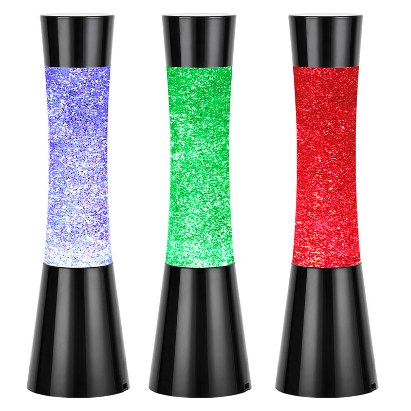 Lampa lava glitter faoi stiúir le ceallraí 3AAA
