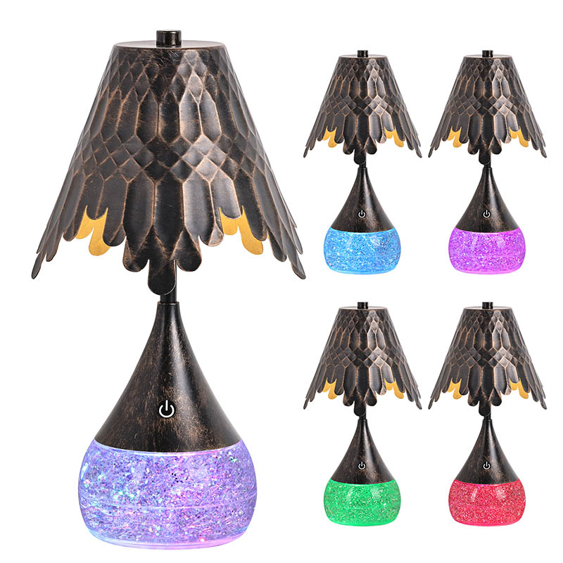 Lampa léitheoireachta faoi stiúir le buidéal glitter RGB