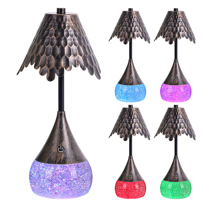 Lampa deisce faoi stiúir retor scáth le bonn glitter rgb